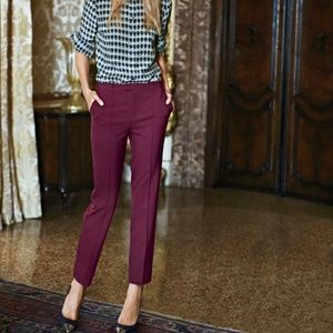 NWT J. Crew Pinot Noir Eaton Trousers 0 XS